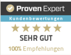 ProvenExpert – Sehr gut, 100 % Empfehlungen